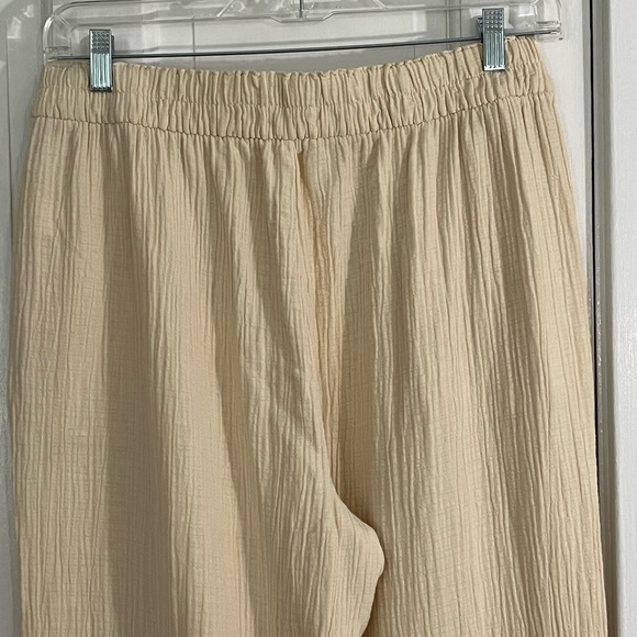 Wonderly 100% Cotton Gauze Cream Wide Leg Pull On Pants Beachy Boho Size Large - Picture 8 of 13